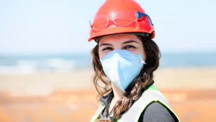 female worker wearing mask
